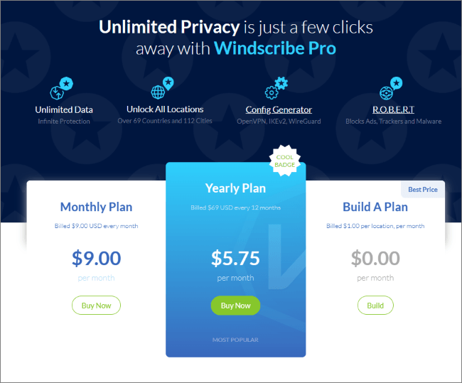 windscribe plan