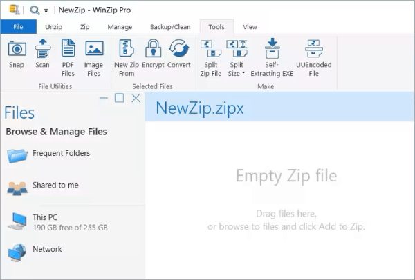 how to make a file size smaller with winzip