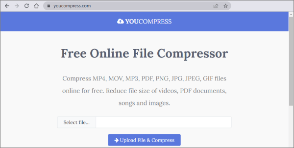 how to compress a file for email using youcompress
