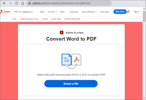convert word to pdf online with adobe tool