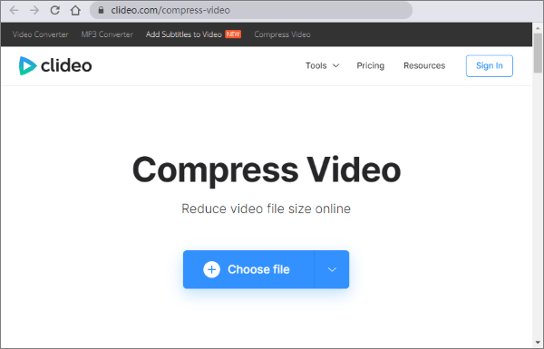 compress video in clideo