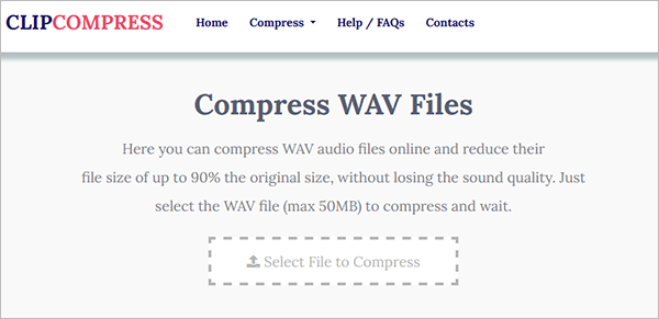 reduce wav file size using clipcompress