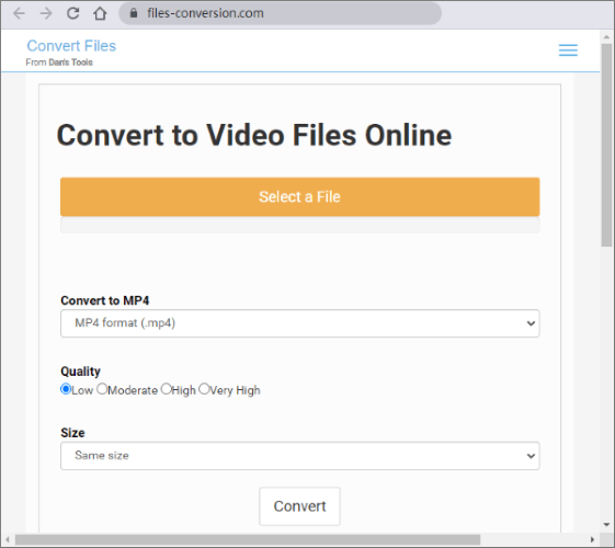 use files-conversion to convert dat to mp4