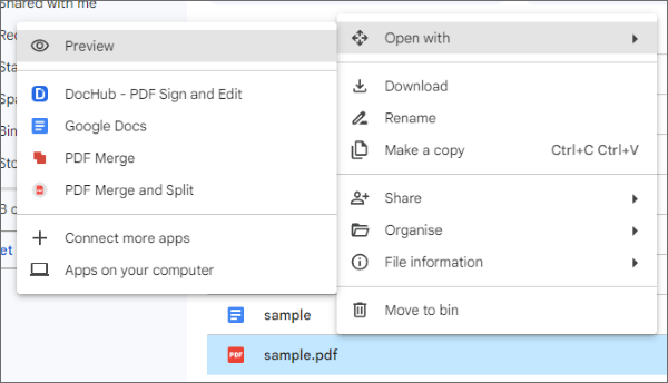 how to open a pdf on google docs