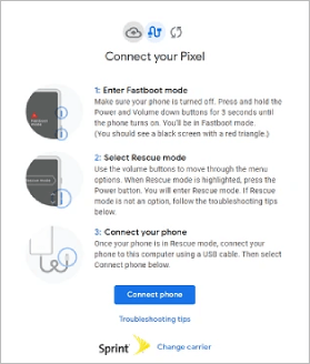 tap coonect phone to connect phone into computer to unlock google pixel without password 