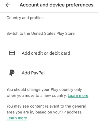 how to switch to united states play store