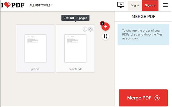 click merge pdf to combine the files in a single file