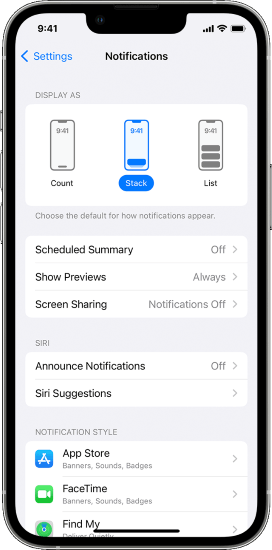 notification settings