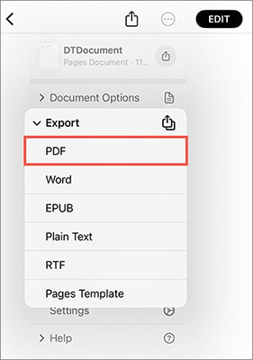 how to turn a pages doc into a pdf