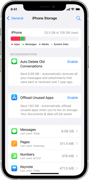 clean up the unwanted files to fix iphone says not enough storage but there is