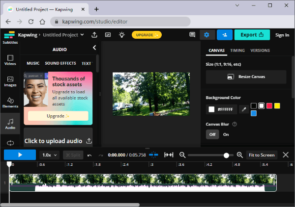 how to put two videos side by side online with kapwing