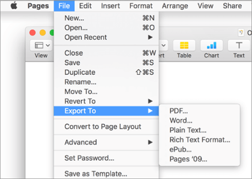 how to send a pages document as a pdf