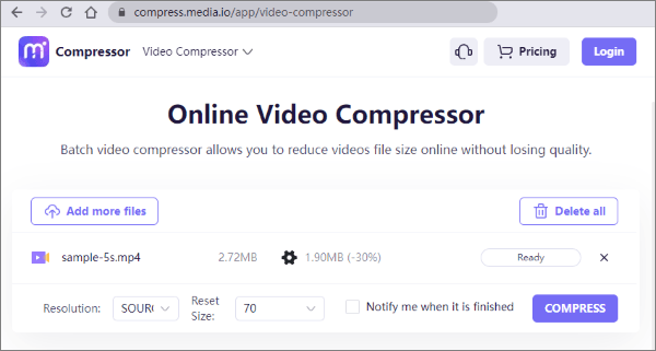 compress video with media io