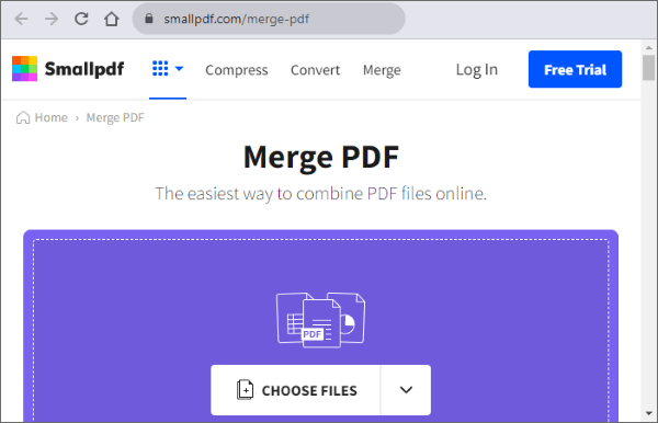 click choose files to add the pdf files you want to combine