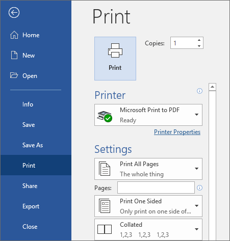 how to change a word doc to pdf using microsoft word print function
