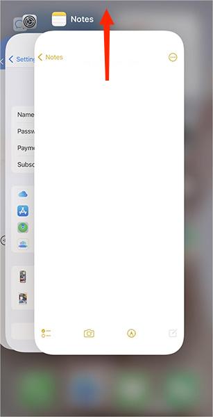 swipe up the notes app