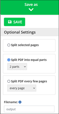 separate pages in pdf using pdf2go