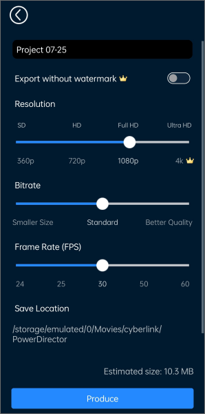 customize the save settings of your video