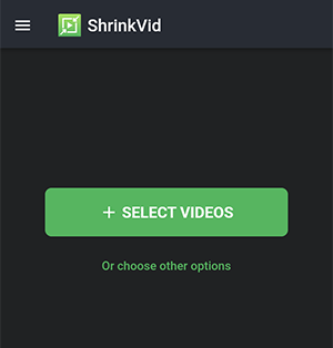 click select videos on shrinkvid