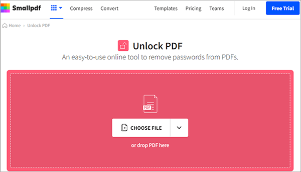click on choose file to upload locked pdf