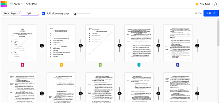 separate pdf pages smallpdf