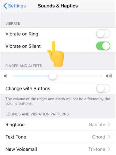 sound and haptics settings