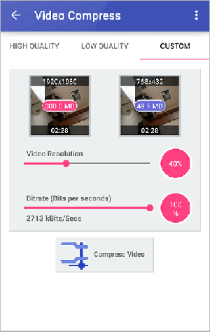 how to compress a video on android using video compress app