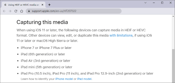 use heif or hevc media on ios