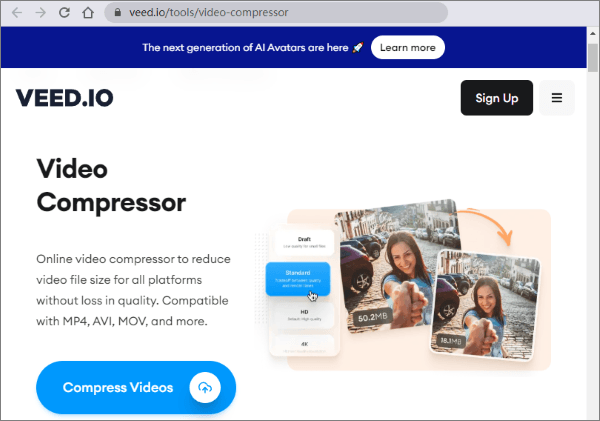 compress mp4 video to smaller size online free using veed