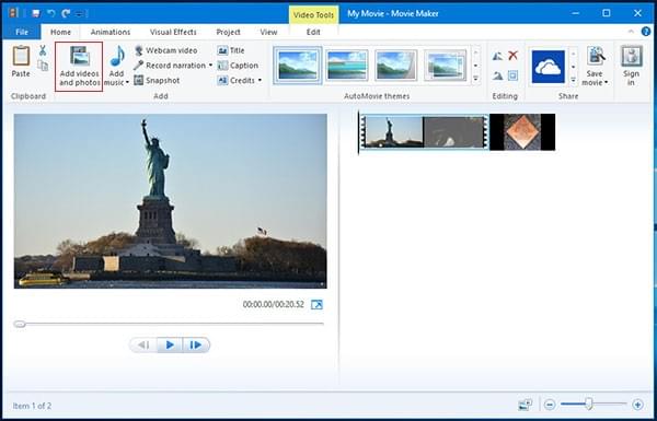 add videos to windows movie maker