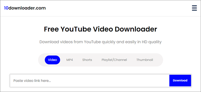 use 10downloader to download large youtube video