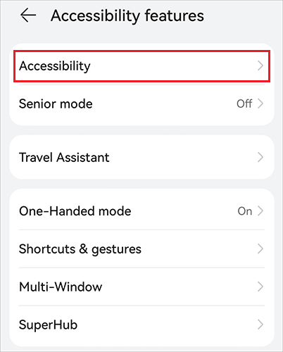 choose accessibility option