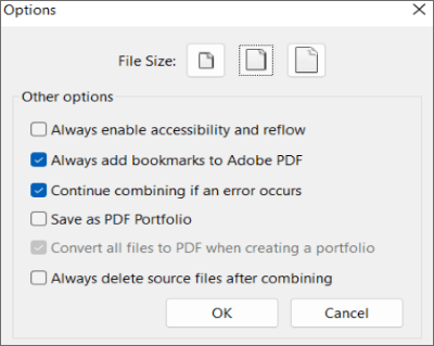 combine pdfs options