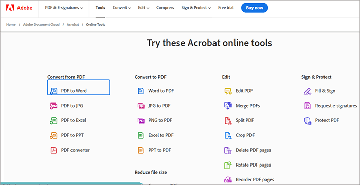 convert pdf to excel for free at adobe