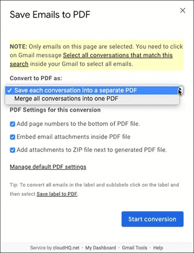 mail merge pdf using clouhq chrome extension