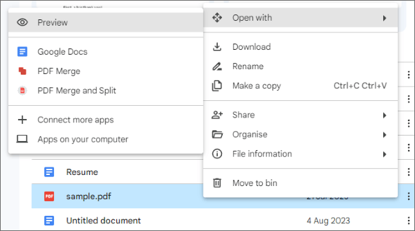 open the uplaoded pdf with google docs