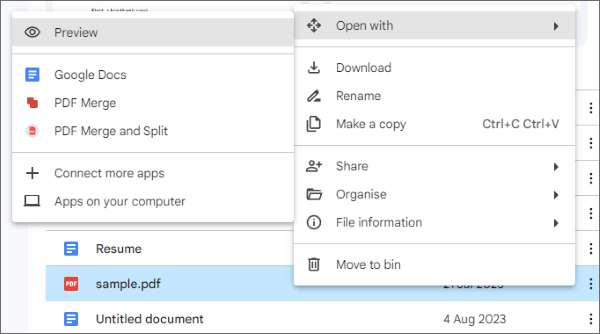 open pdf document with google docs