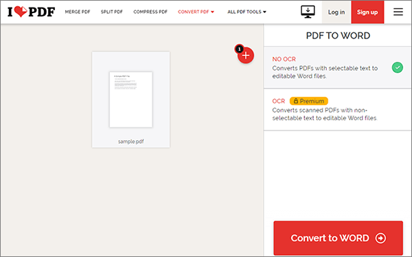 convert pdf to word using ilovepdf