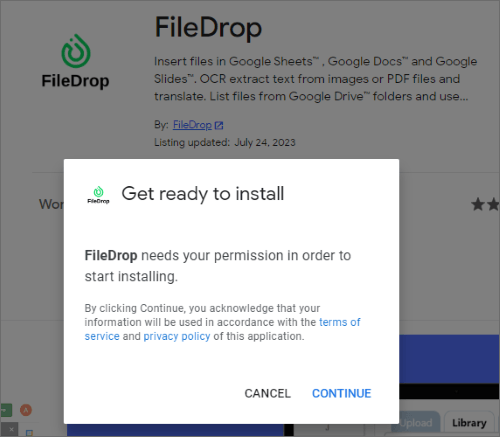 install the filedrop add-on