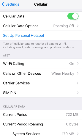 iphone cellular data settings