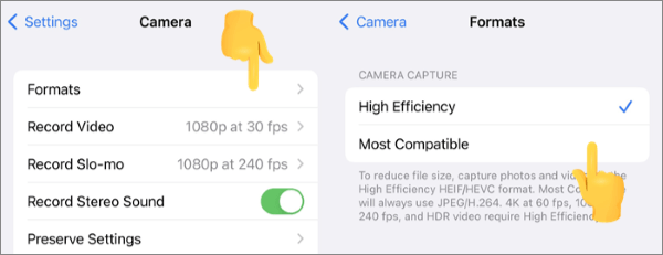 how to free up space on iphone without deleting photos by changing image format and video resolution