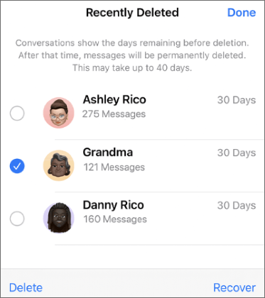 bring back deleted messages from recently deleted on iphone
