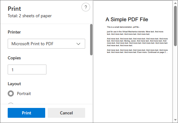 choose microsoft print to pdf