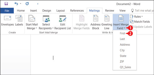 click insert merge fields