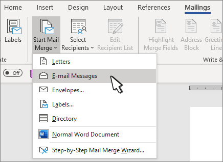 click start mail merge