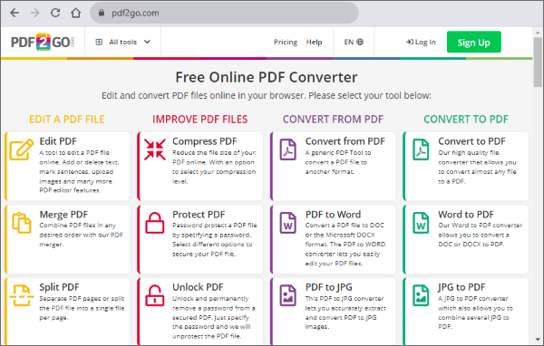 pdf2go website