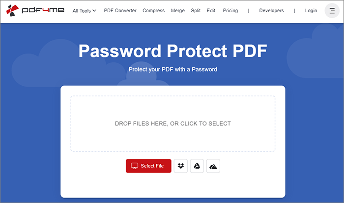 drag and drop the files you wish to password-protect