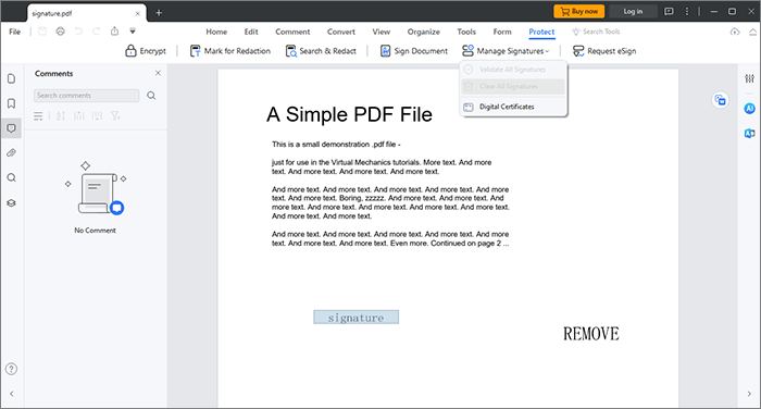 how to remove signature from pdf