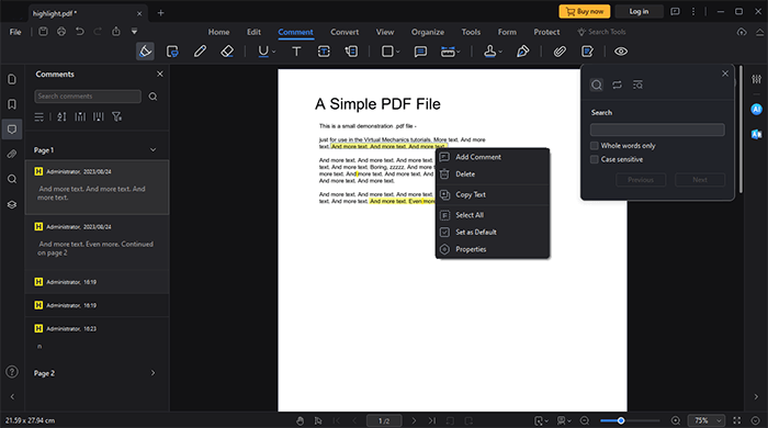 remove highlight from pdf