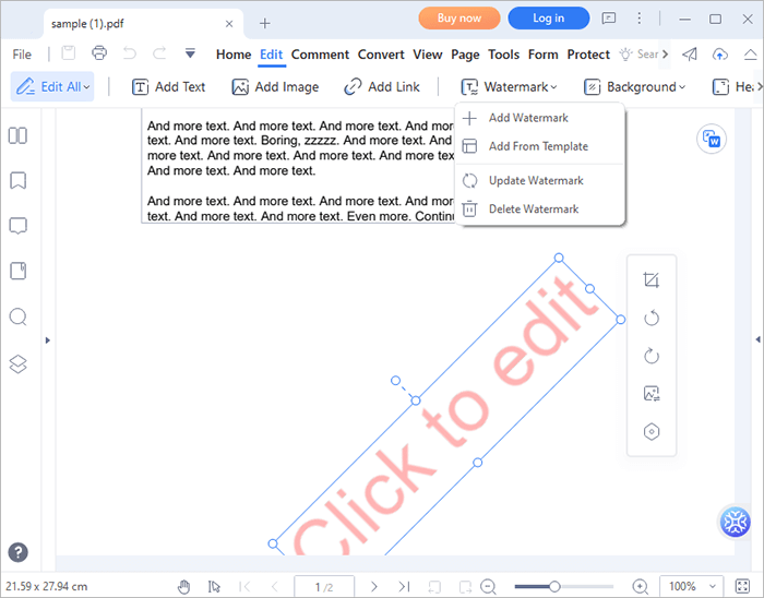 remove watermark from pdf using pdfelement